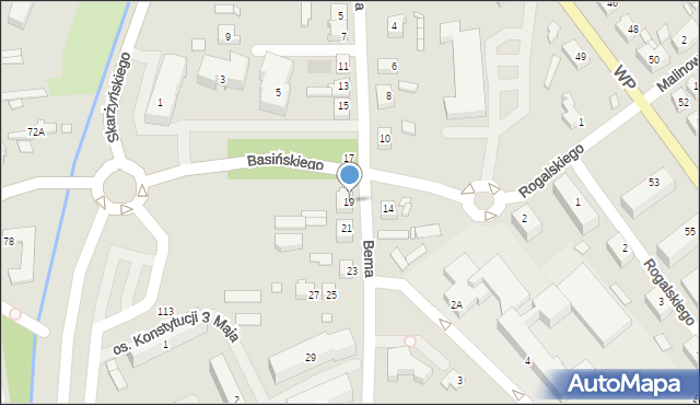 Jarocin, Bema Józefa, gen., 19, mapa Jarocin
