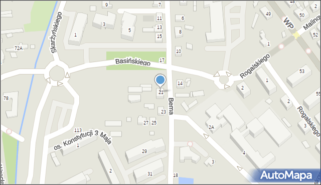 Jarocin, Bema Józefa, gen., 21, mapa Jarocin