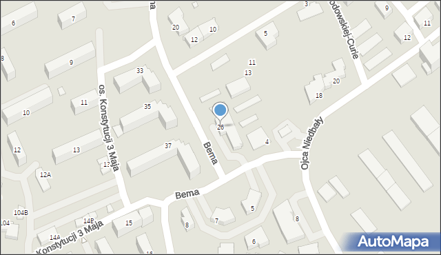 Jarocin, Bema Józefa, gen., 26, mapa Jarocin