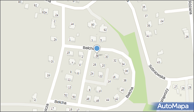 Jasło, Bełcha Stanisława, ks., 28, mapa Jasła