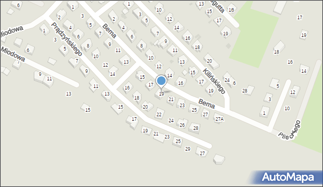 Jaworzyna Śląska, Bema Józefa, gen., 19, mapa Jaworzyna Śląska