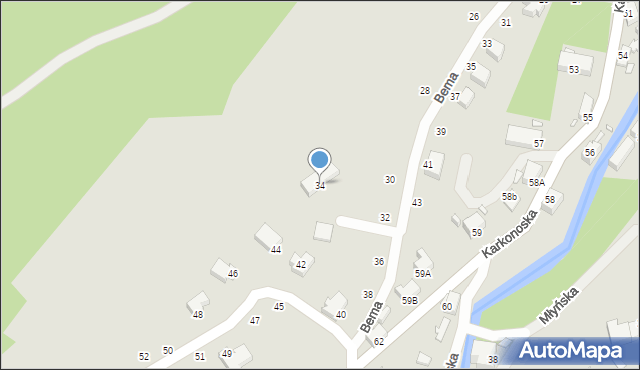 Jelenia Góra, Bema Józefa, gen., 34, mapa Jelenia Góra