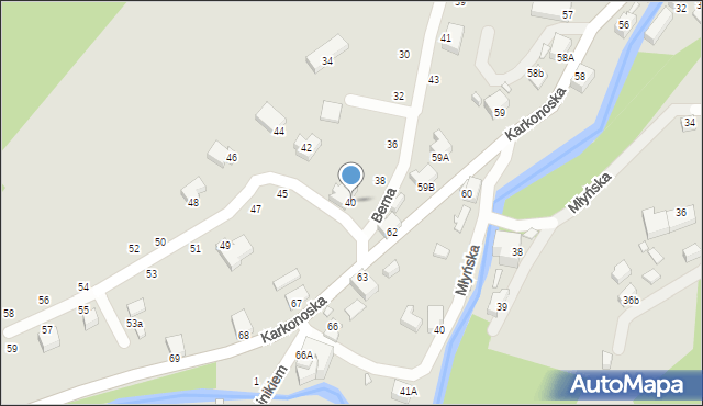 Jelenia Góra, Bema Józefa, gen., 40, mapa Jelenia Góra