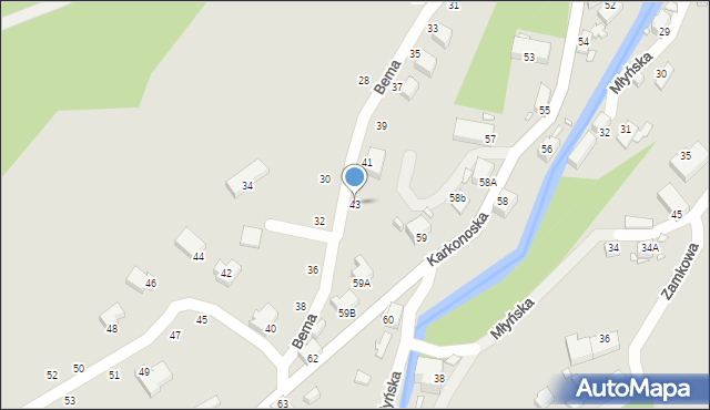 Jelenia Góra, Bema Józefa, gen., 43, mapa Jelenia Góra