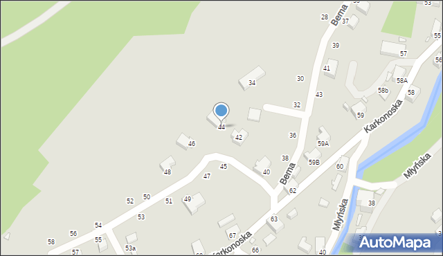 Jelenia Góra, Bema Józefa, gen., 44, mapa Jelenia Góra