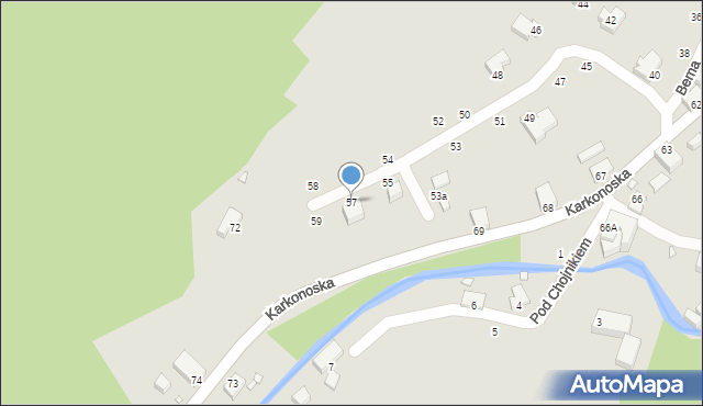 Jelenia Góra, Bema Józefa, gen., 57, mapa Jelenia Góra