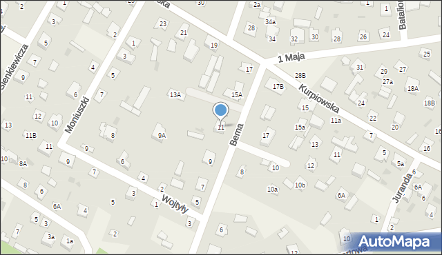 Kadzidło, Bema Józefa, gen., 11, mapa Kadzidło