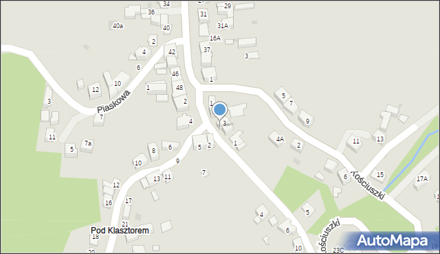 Kalwaria Zebrzydowska, Bernardyńska, 3A, mapa Kalwaria Zebrzydowska