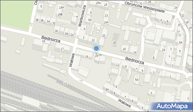 Katowice, Bednorza Herberta, ks. bp., 13, mapa Katowic