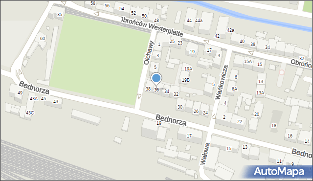 Katowice, Bednorza Herberta, ks. bp., 36, mapa Katowic