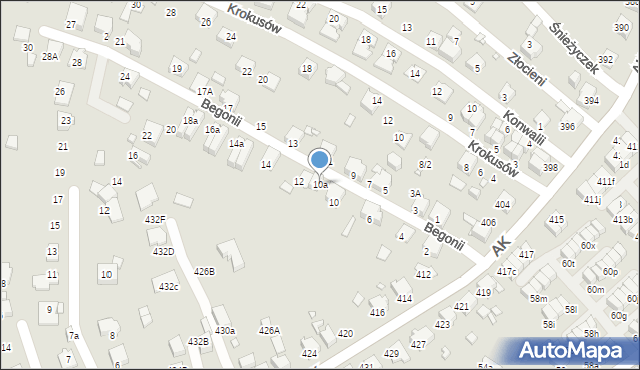 Katowice, Begonii, 10a, mapa Katowic
