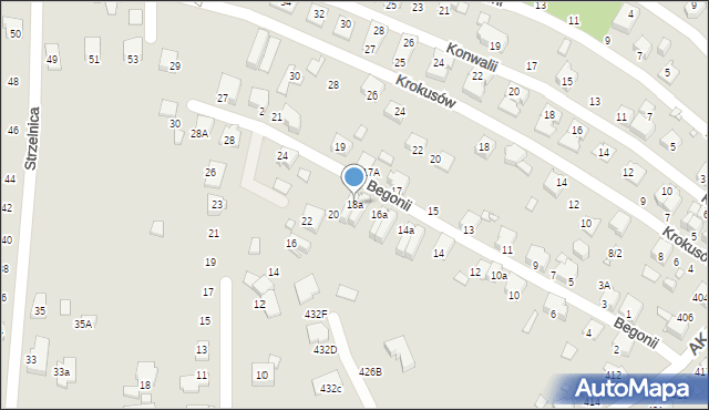 Katowice, Begonii, 18a, mapa Katowic