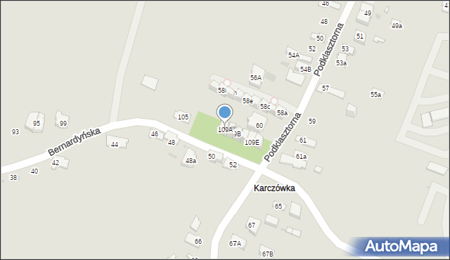 Kielce, Bernardyńska, 109A, mapa Kielc