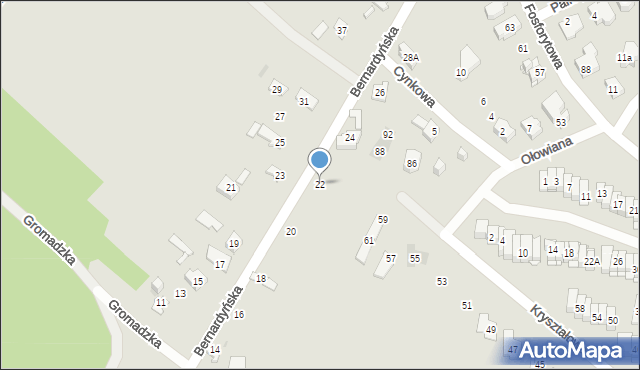 Kielce, Bernardyńska, 22, mapa Kielc