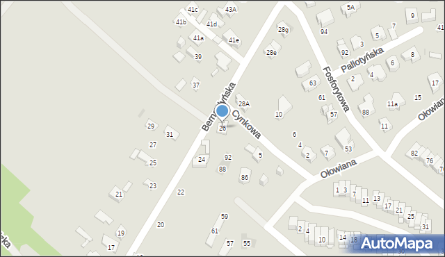 Kielce, Bernardyńska, 26, mapa Kielc