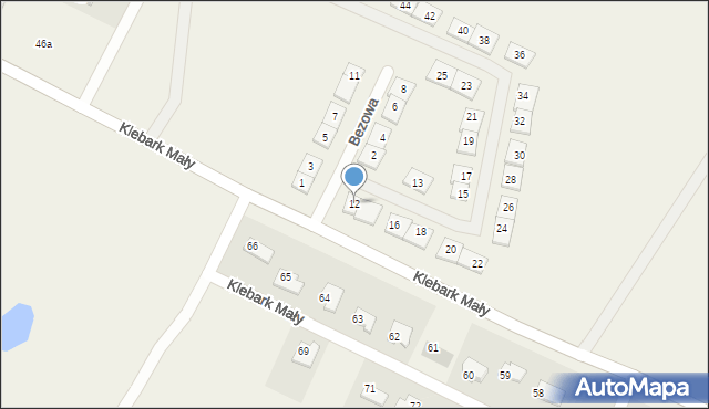 Klebark Mały, Bezowa, 12, mapa Klebark Mały