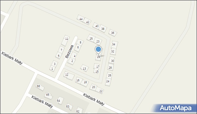 Klebark Mały, Bezowa, 19, mapa Klebark Mały