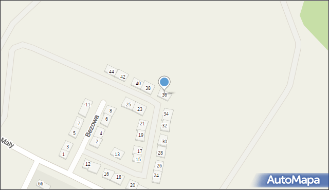 Klebark Mały, Bezowa, 36, mapa Klebark Mały