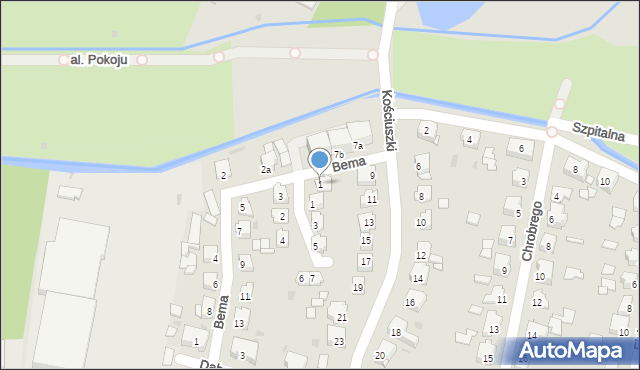 Kluczbork, Bema Józefa, gen., 1, mapa Kluczbork
