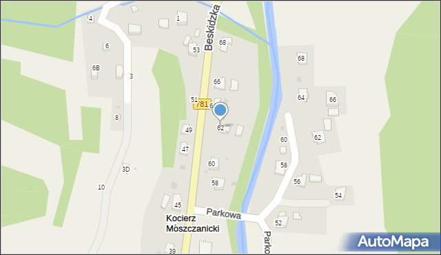Kocierz Moszczanicki, Beskidzka, 62, mapa Kocierz Moszczanicki