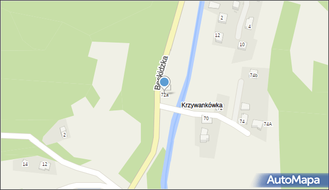 Kocierz Moszczanicki, Beskidzka, 72a, mapa Kocierz Moszczanicki