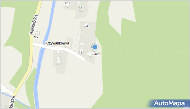 Kocierz Moszczanicki, Beskidzka, 74A, mapa Kocierz Moszczanicki