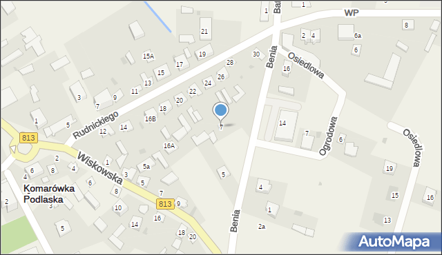 Komarówka Podlaska, Benia Juliana, 7, mapa Komarówka Podlaska