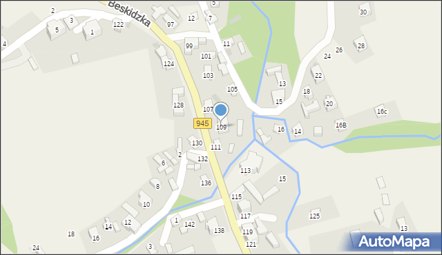 Korbielów, Beskidzka, 109, mapa Korbielów