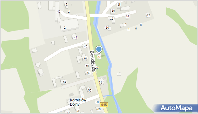 Korbielów, Beskidzka, 27, mapa Korbielów