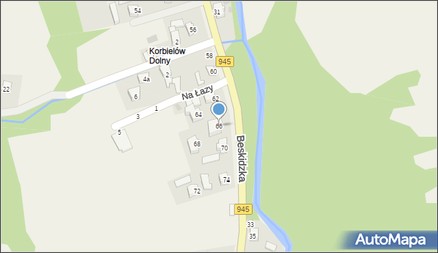 Korbielów, Beskidzka, 66, mapa Korbielów