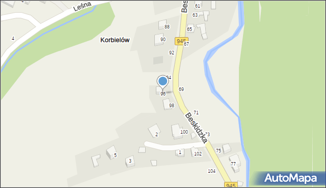 Korbielów, Beskidzka, 96, mapa Korbielów