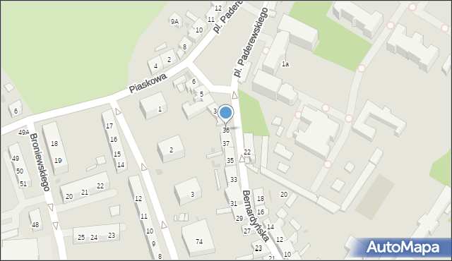 Kościan, Bernardyńska, 36, mapa Kościan
