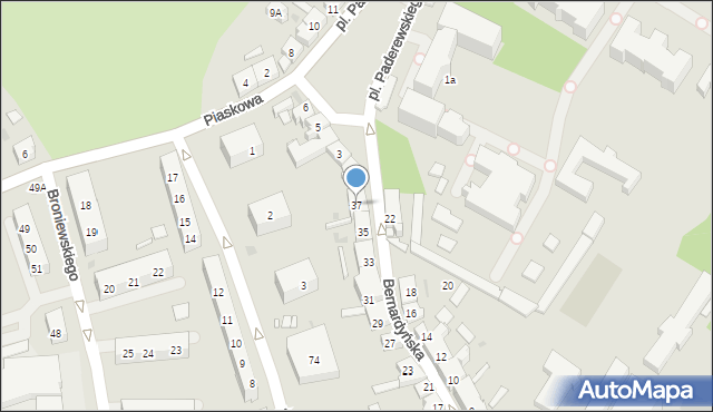 Kościan, Bernardyńska, 37, mapa Kościan