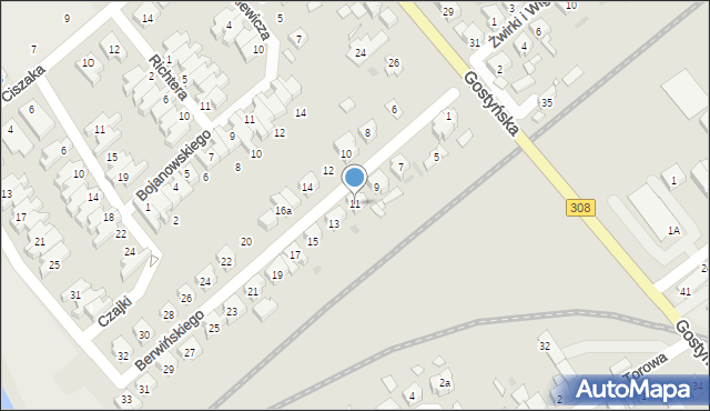 Kościan, Berwińskiego Ryszarda, 11, mapa Kościan