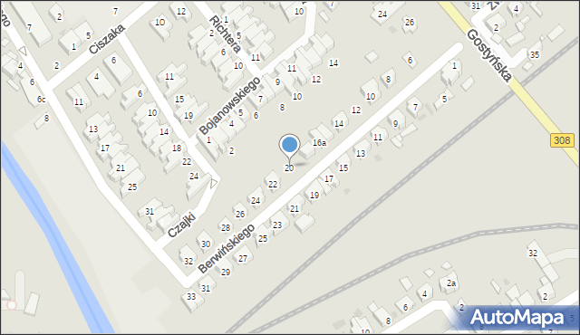 Kościan, Berwińskiego Ryszarda, 20, mapa Kościan