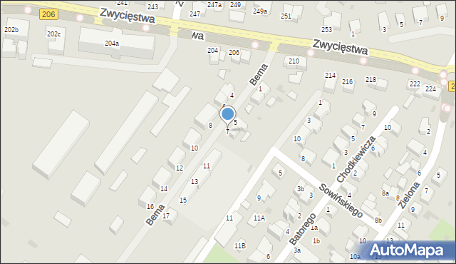 Koszalin, Bema Józefa, gen., 7, mapa Koszalina