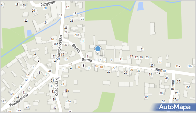 Koziegłowy, Bema Józefa, gen., 5a, mapa Koziegłowy