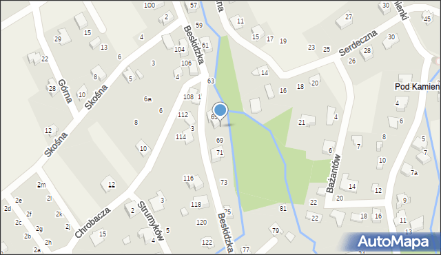 Kozy, Beskidzka, 67, mapa Kozy