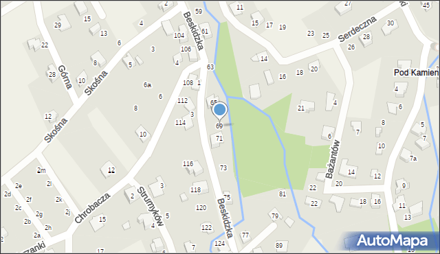 Kozy, Beskidzka, 69, mapa Kozy