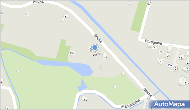 Kraków, Becka Józefa, 49b, mapa Krakowa