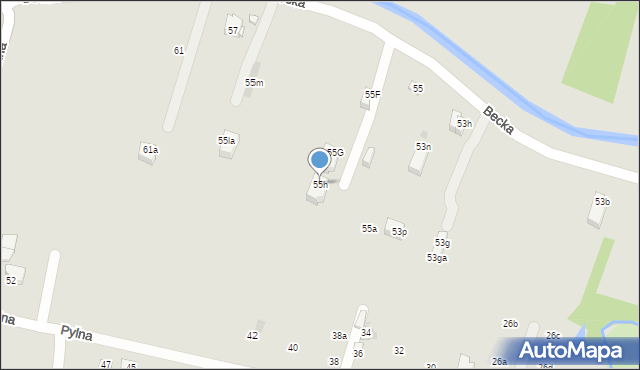 Kraków, Becka Józefa, 55h, mapa Krakowa