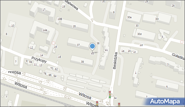 Kraków, Beskidzka, 43, mapa Krakowa