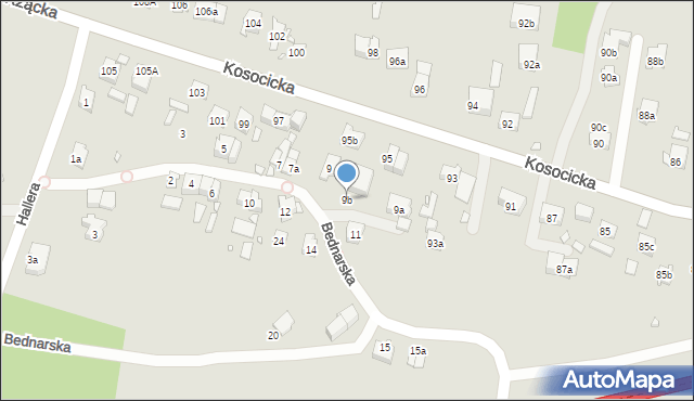 Kraków, Bednarska, 9b, mapa Krakowa