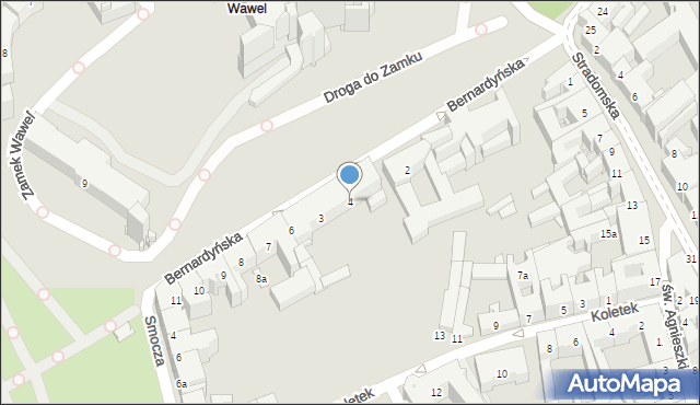 Kraków, Bernardyńska, 4, mapa Krakowa