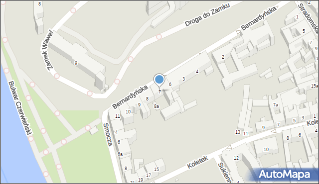 Kraków, Bernardyńska, 7, mapa Krakowa