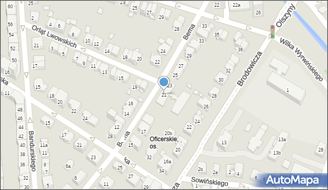 Kraków, Bema Józefa, gen., 21, mapa Krakowa