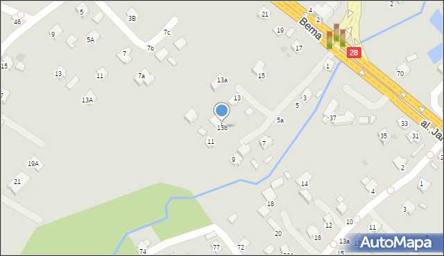 Krosno, Bema Józefa, gen., 13b, mapa Krosna