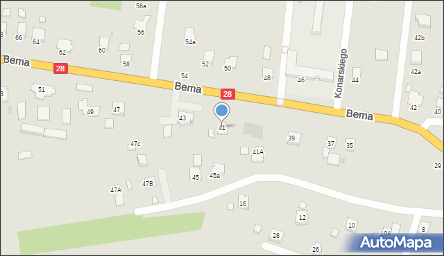 Krosno, Bema Józefa, gen., 41, mapa Krosna