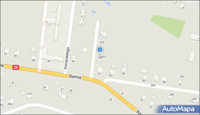 Krosno, Bema Józefa, gen., 42a, mapa Krosna