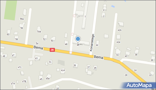 Krosno, Bema Józefa, gen., 46, mapa Krosna
